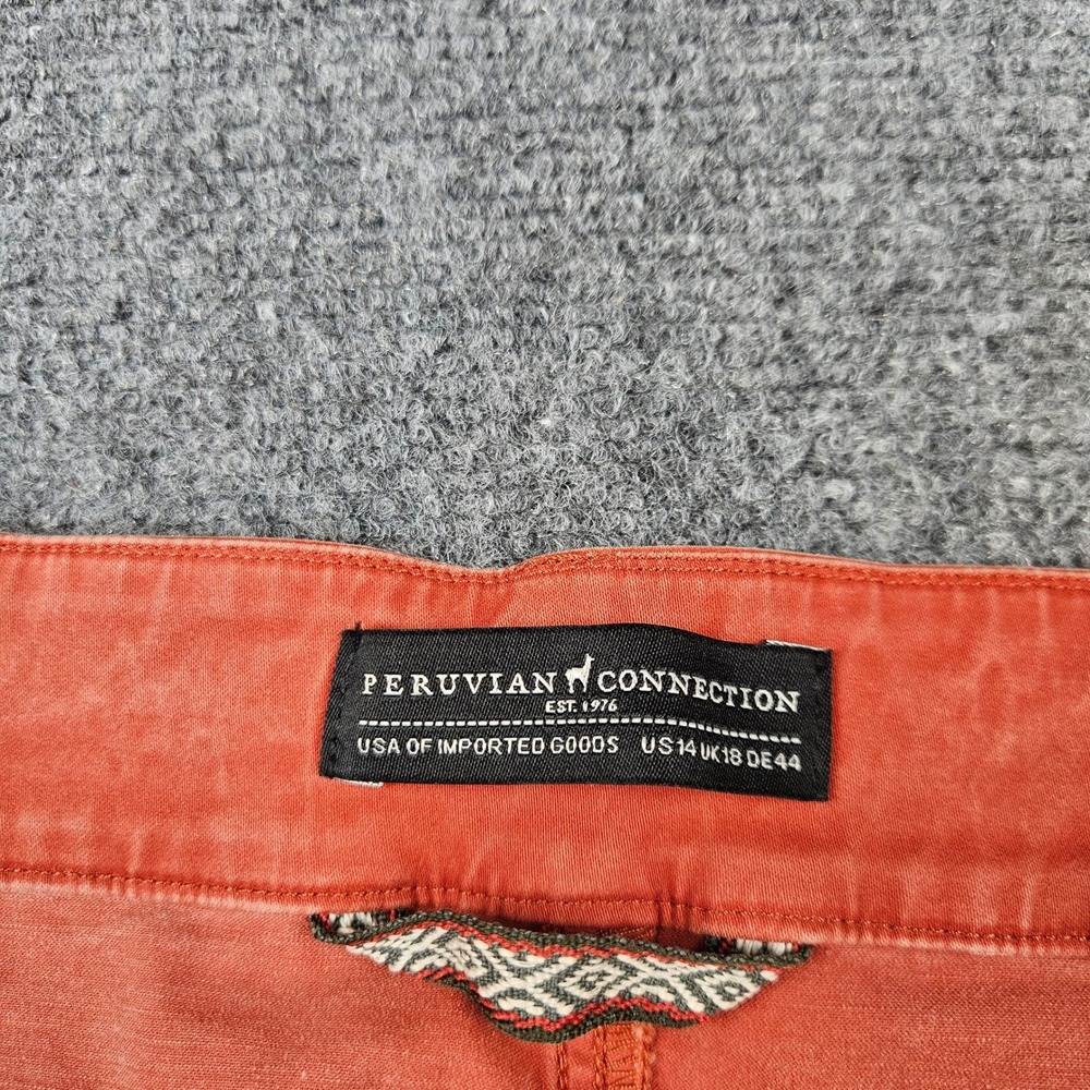 Peruvian Connection Womens Orange Seam Detail Ankle Button Cargo Pants Size 14 - Picture 3 of 12